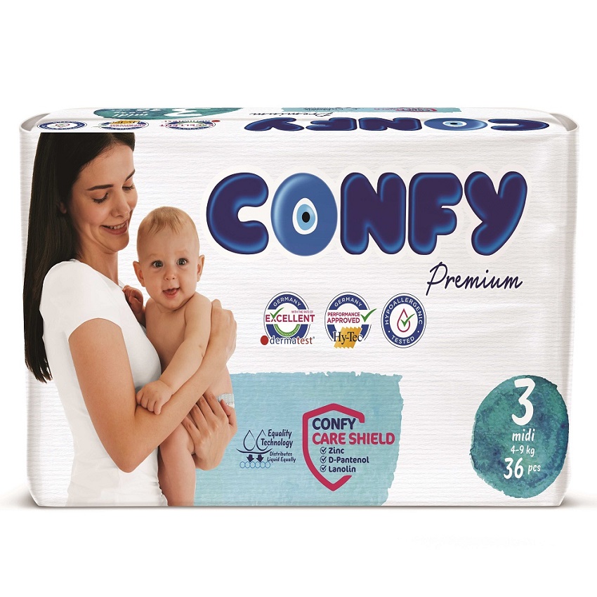 CONFY ՊՐԵՄԻՈՒՄ ՄԱՆԿԱԿԱՆ DIAPER(3) MIDI ԷԿՈ 36 հատ